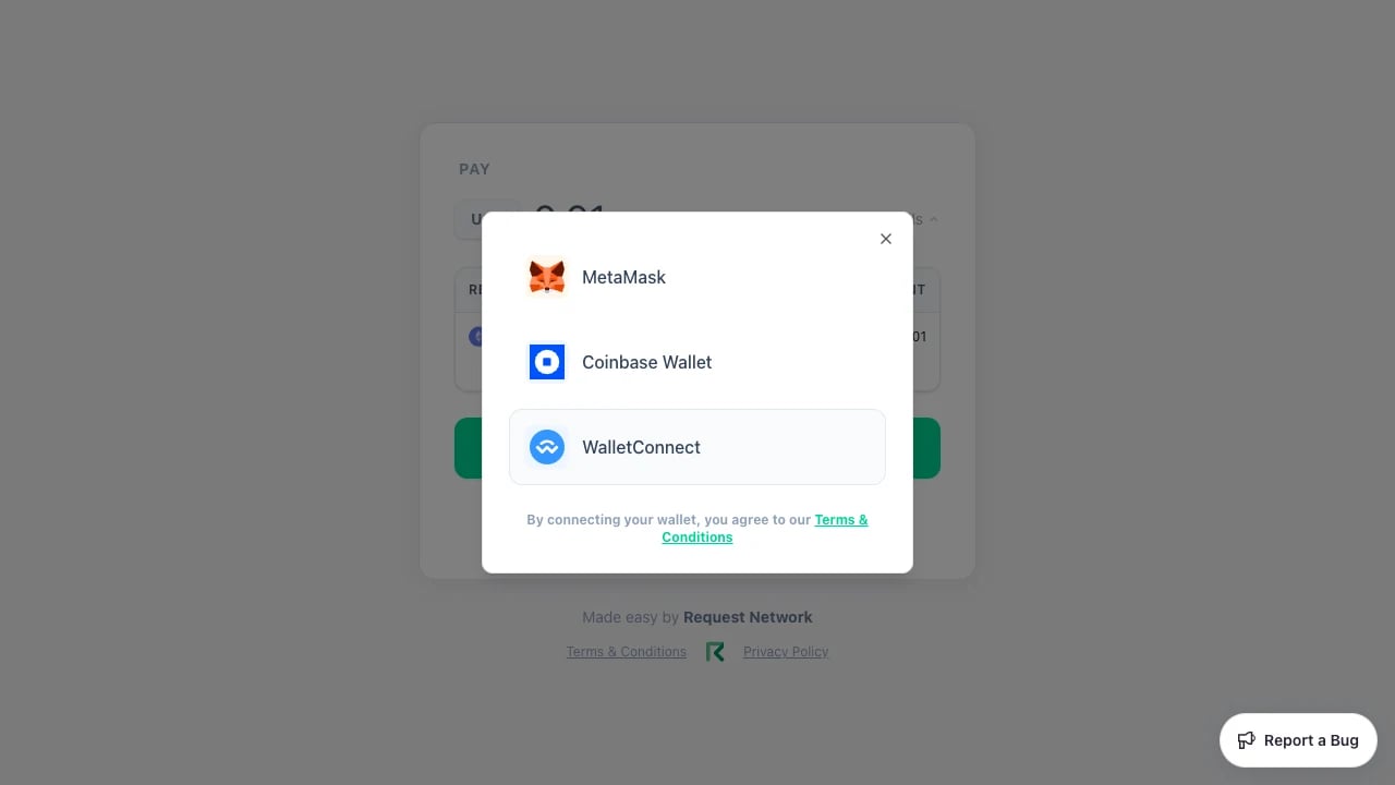 Connect wallet modal — EVM