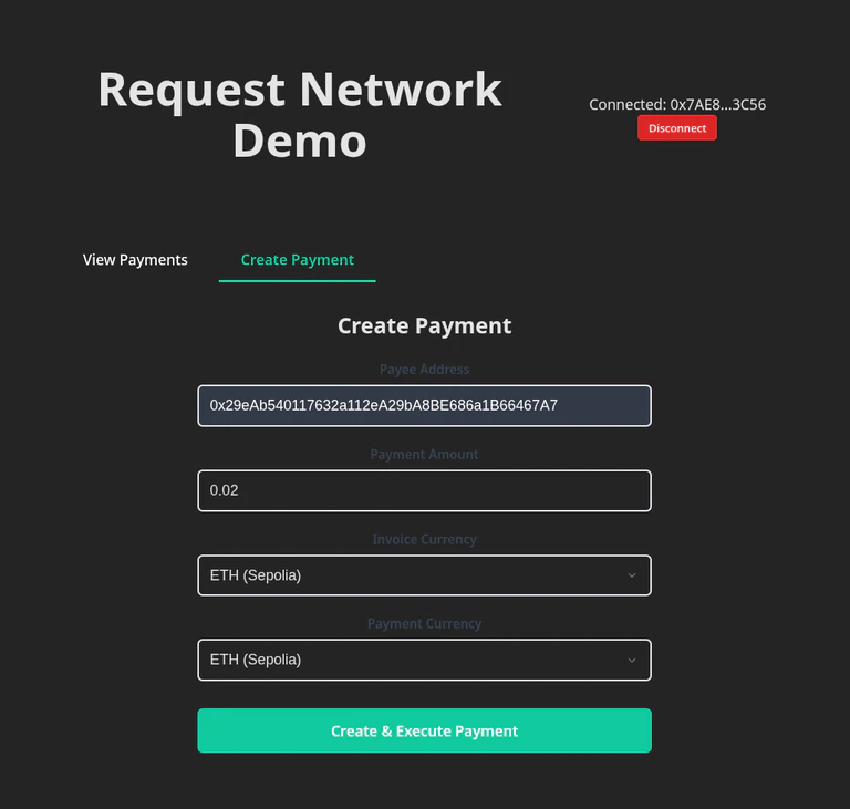 Create payment step 1