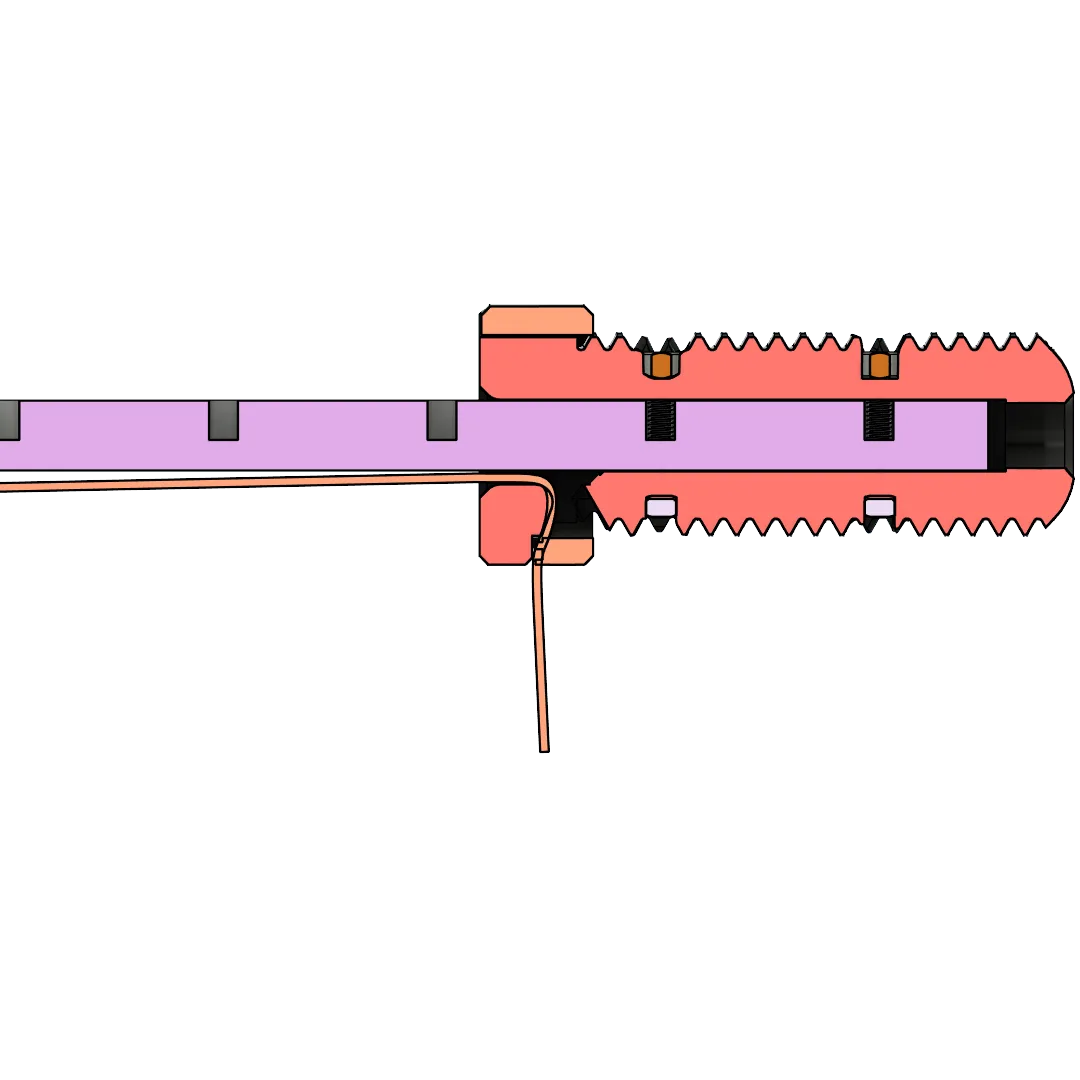 Cross-section showing belt routing through the front belt clamp