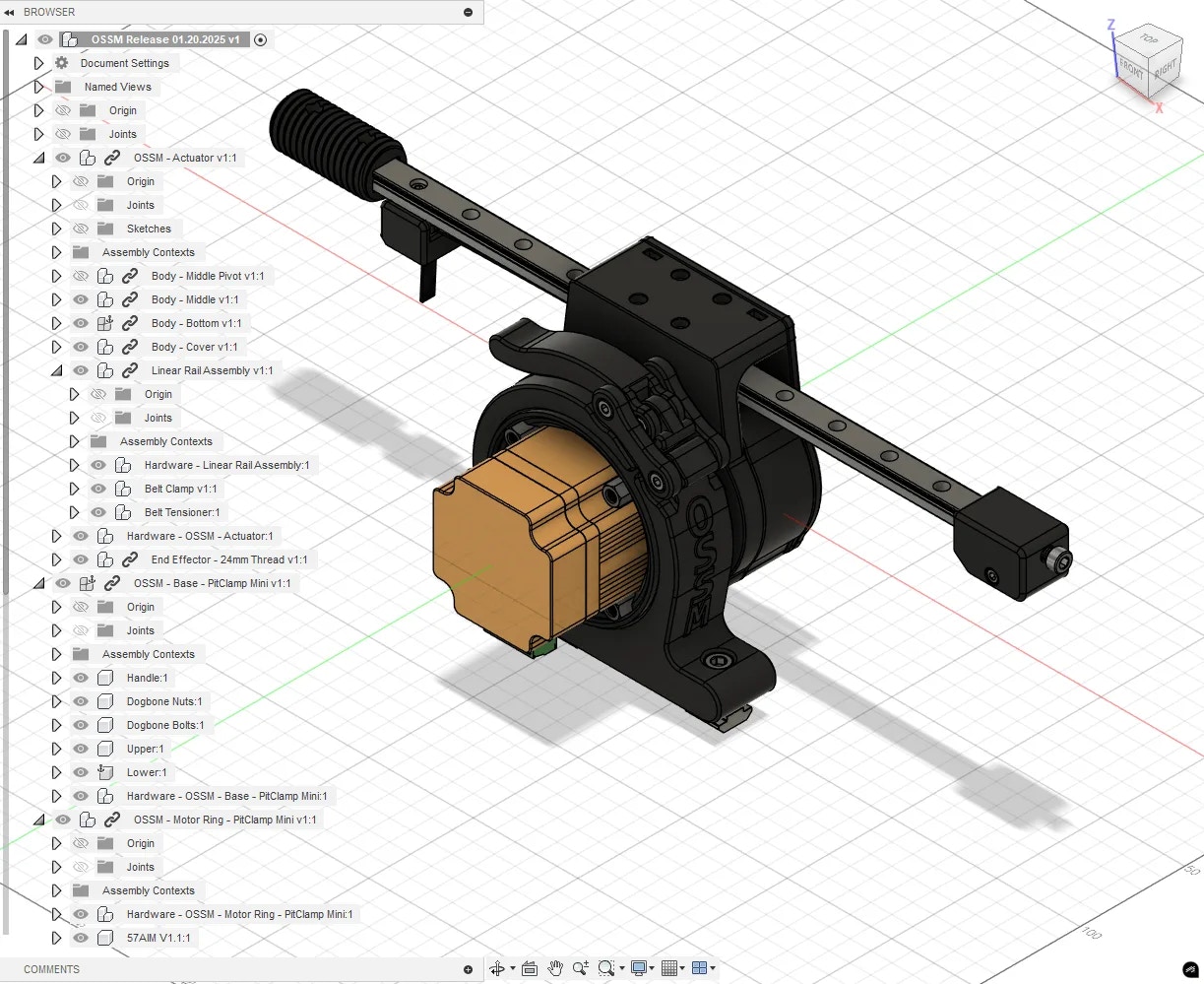 Overview of the OSSM standard printed parts file structure in Fusion 360