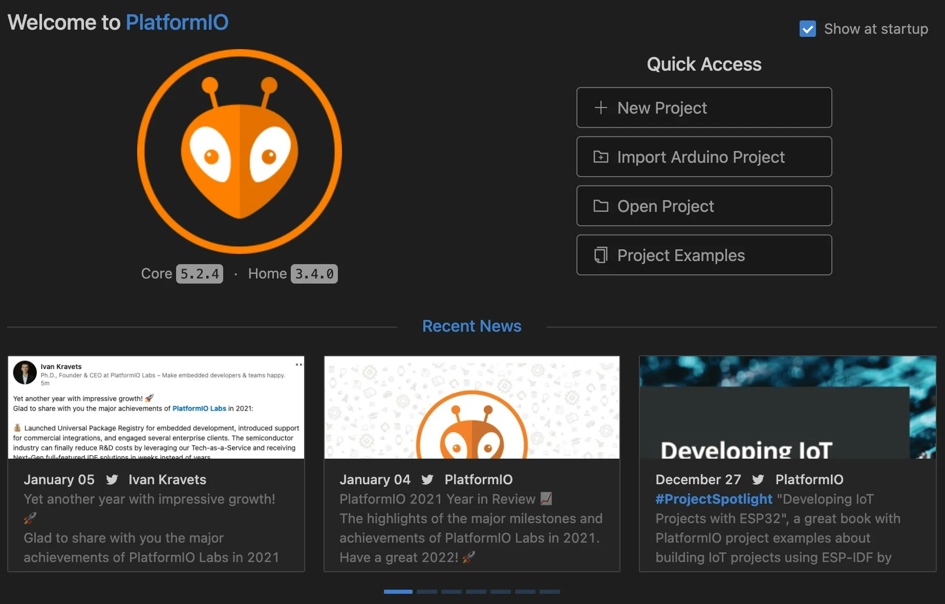PlatformIO Home interface