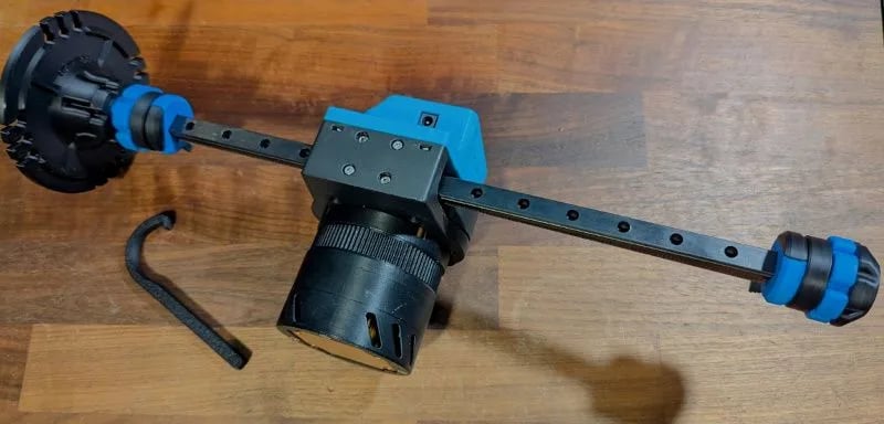 Assembled PitClamp Mini Reinforced 3030 Hinges showing the complete mount