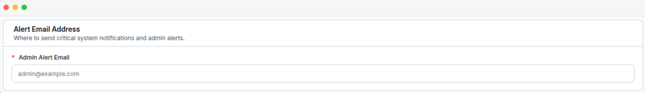 The Alert Email Address field at the top of the Notification tab