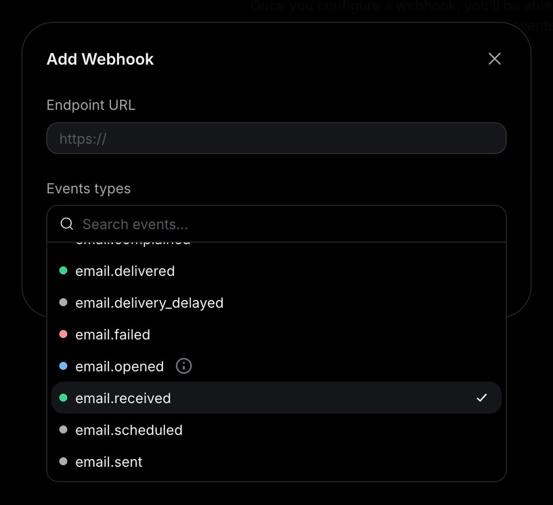Resend Code Interface Example Using Email Receiving Emails - Resend