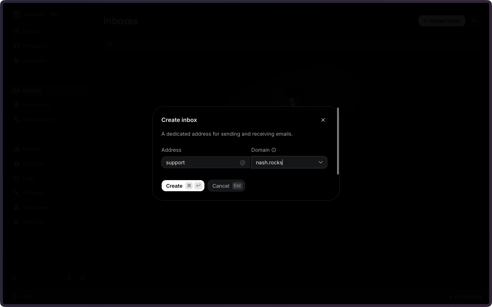 Choose an address and domain