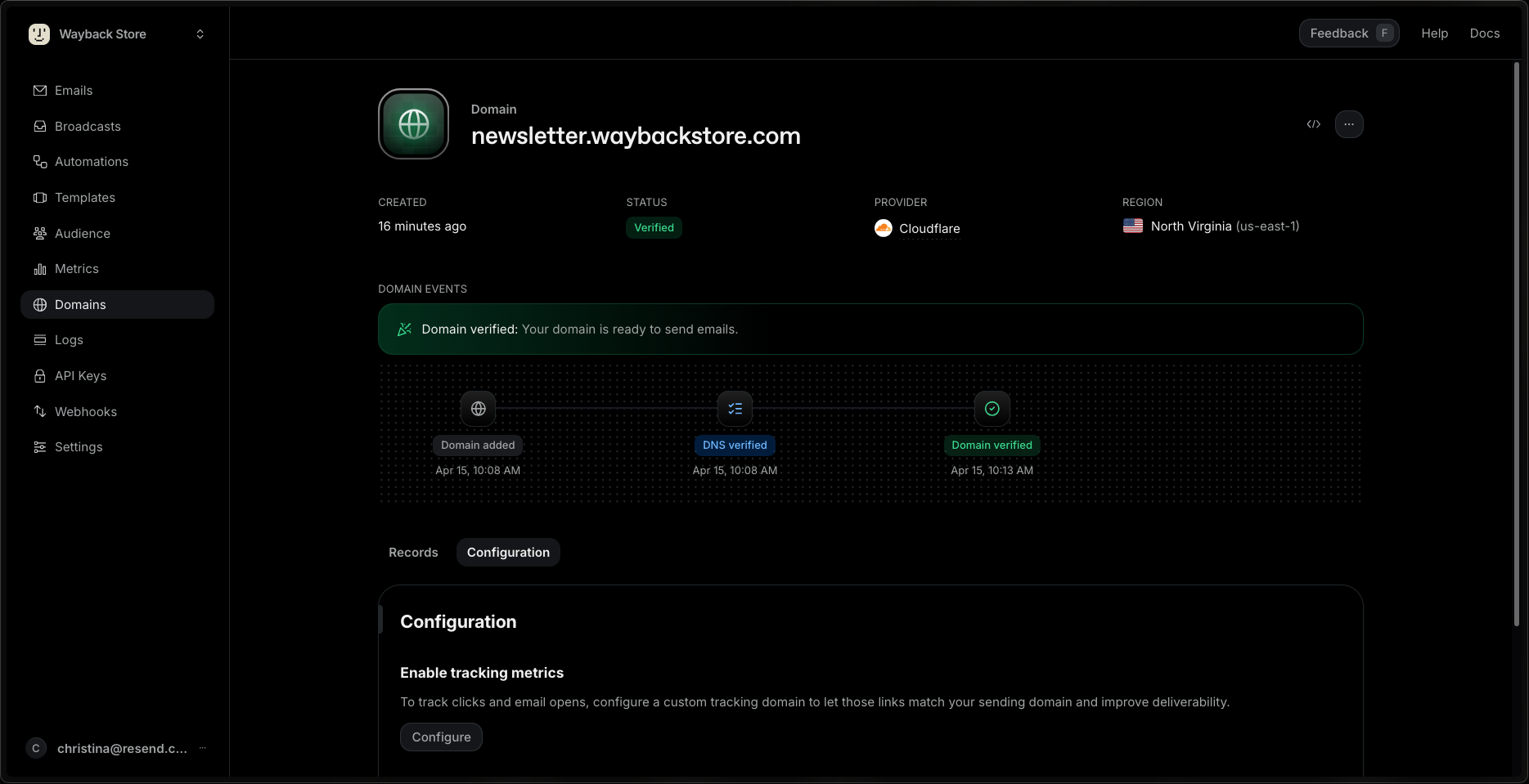 Open and Click Tracking - Resend