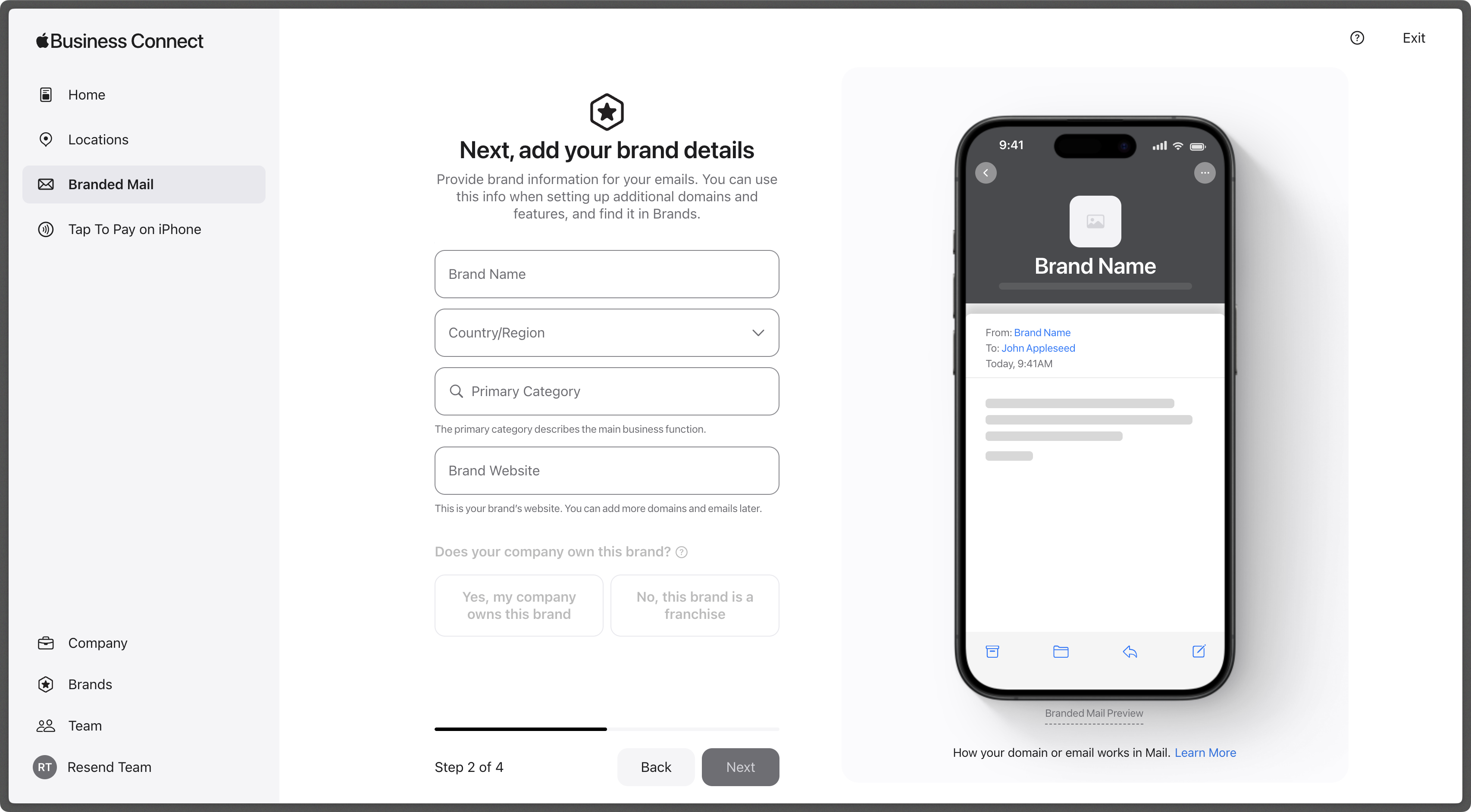 Add your brand details