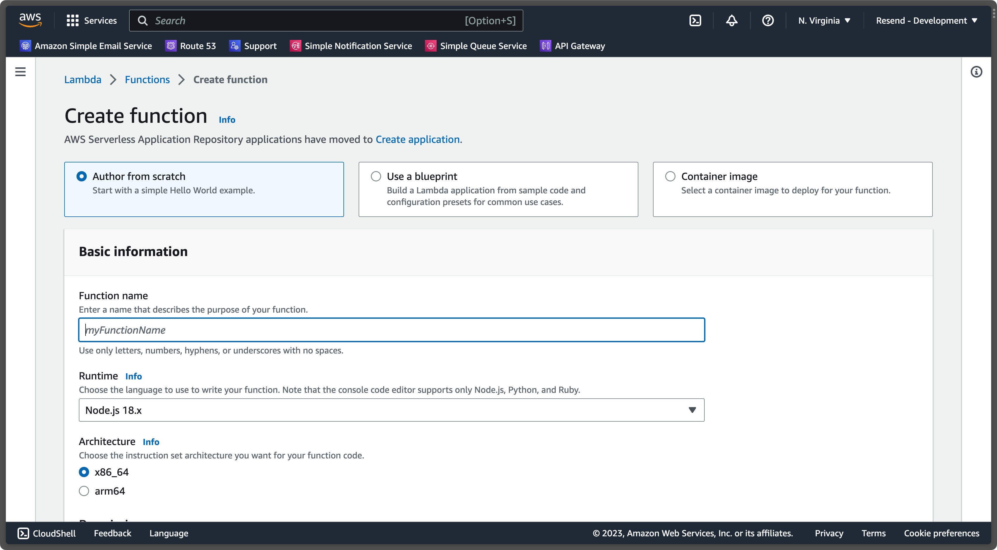 AWS Lambda - New Function