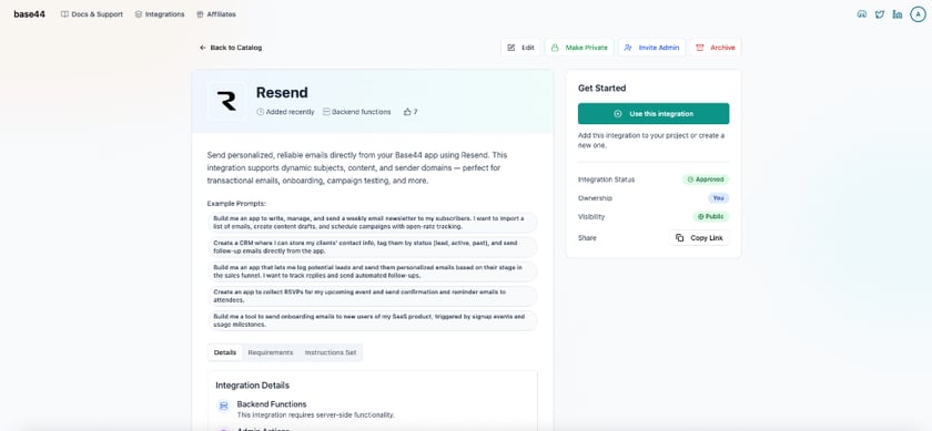 Resend Code Interface Example Using Email Send emails with Base44 and Resend - Resend