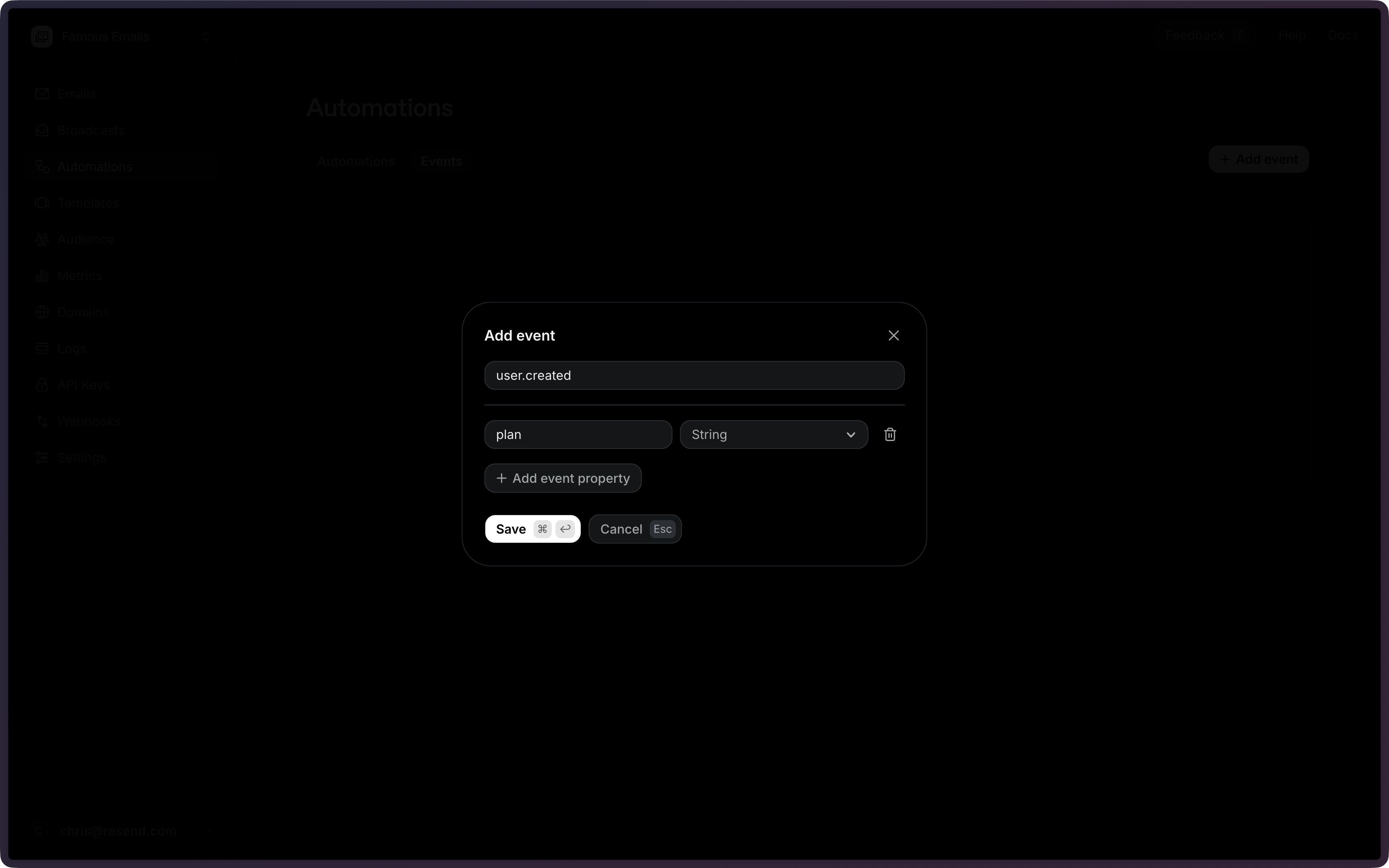 Custom Events - Resend