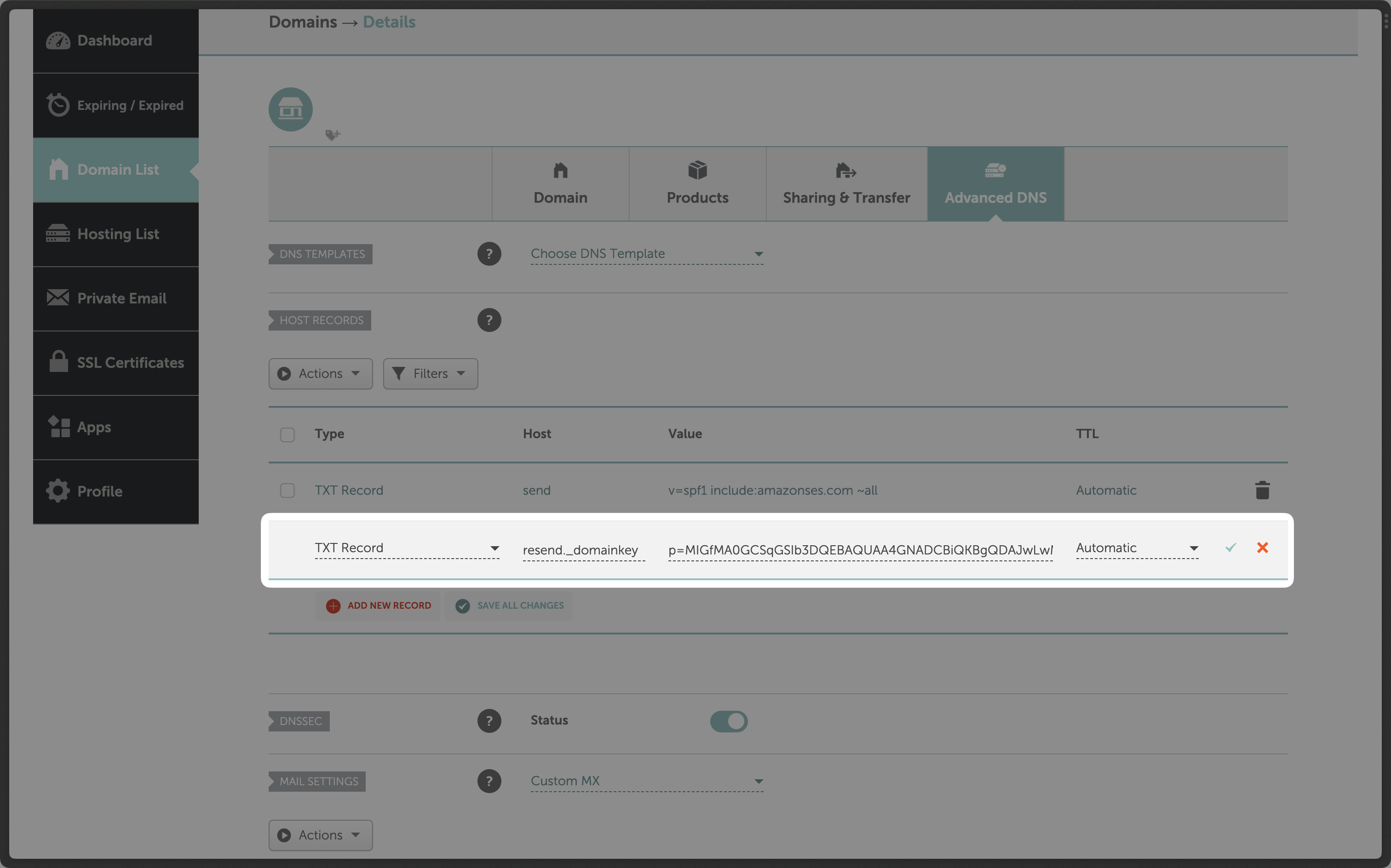 Domain Details