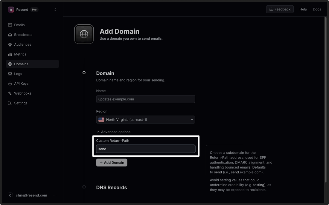 Managing Domains - Resend
