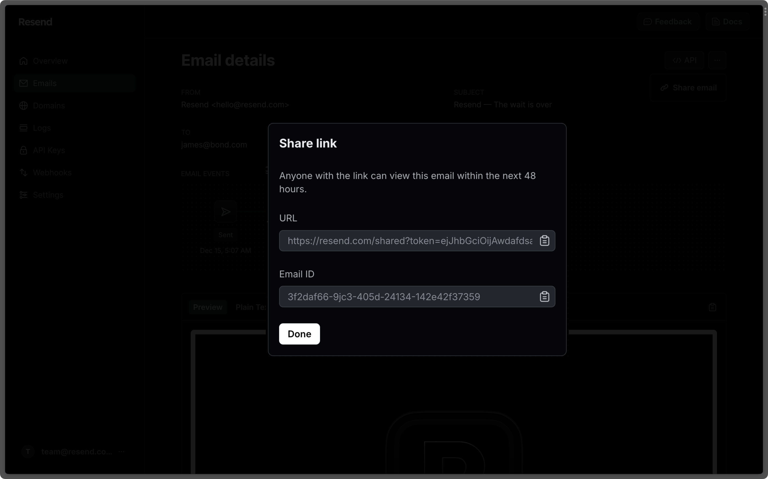 Email - Share Link Modal