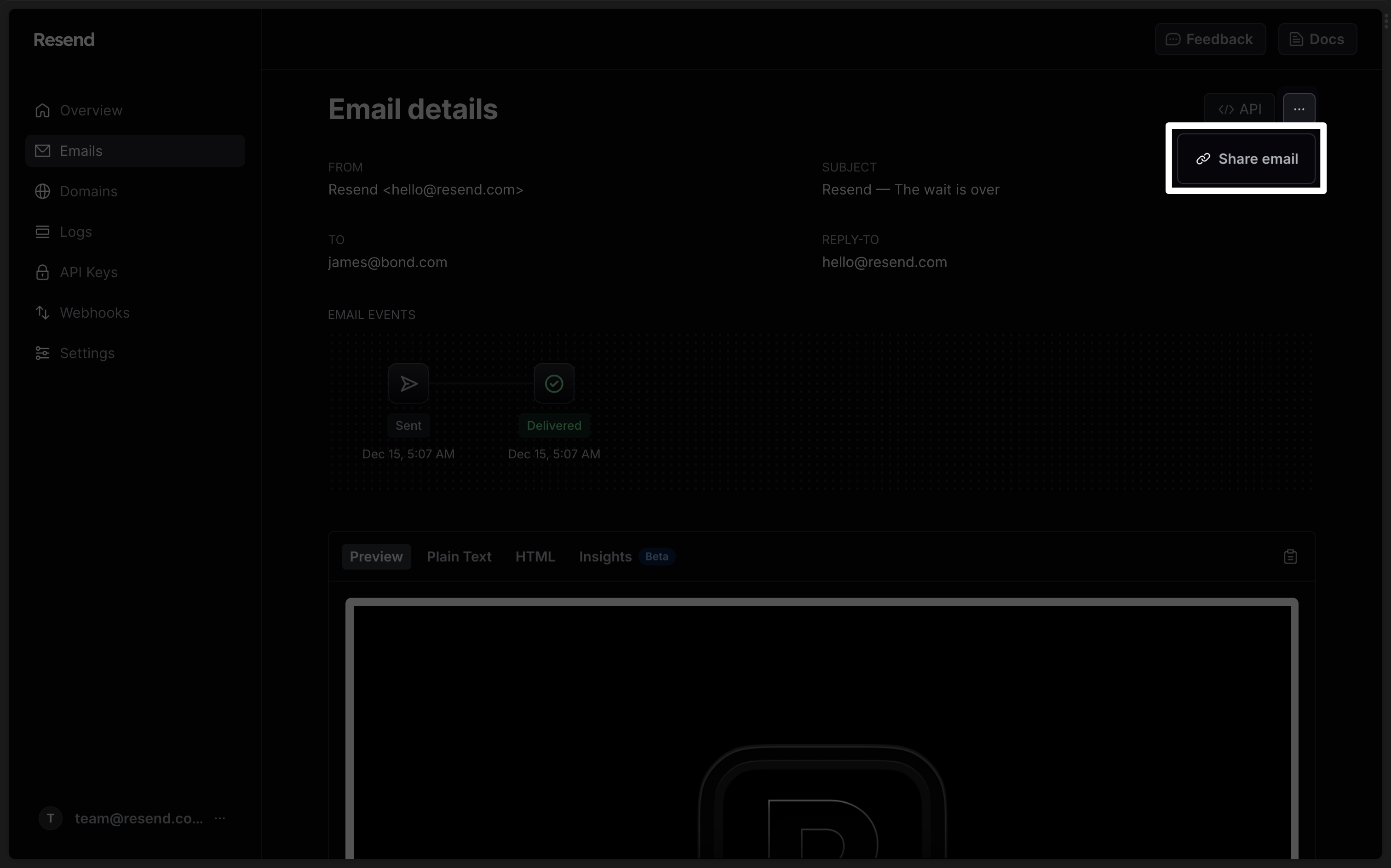 Email - Share Link Option