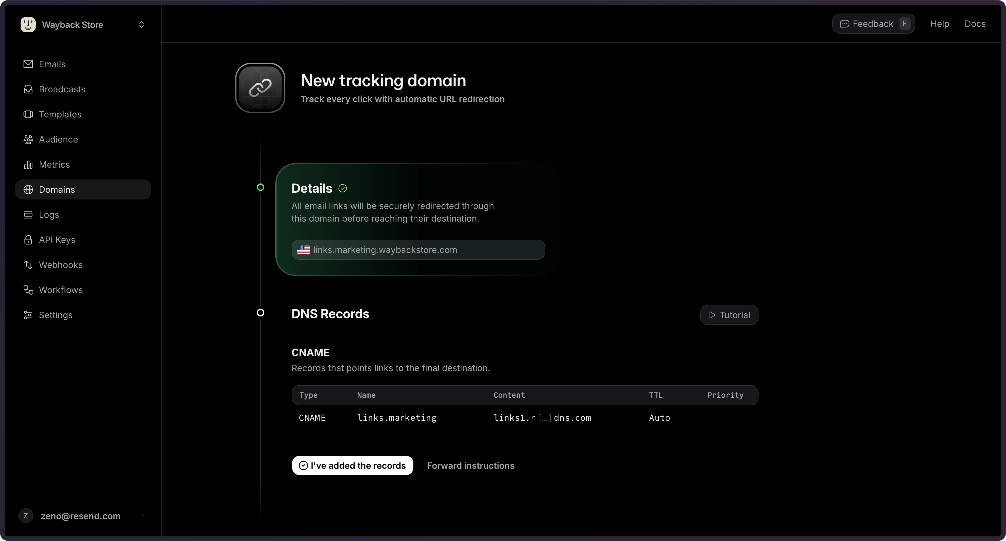 Verify Custom Tracking Domain