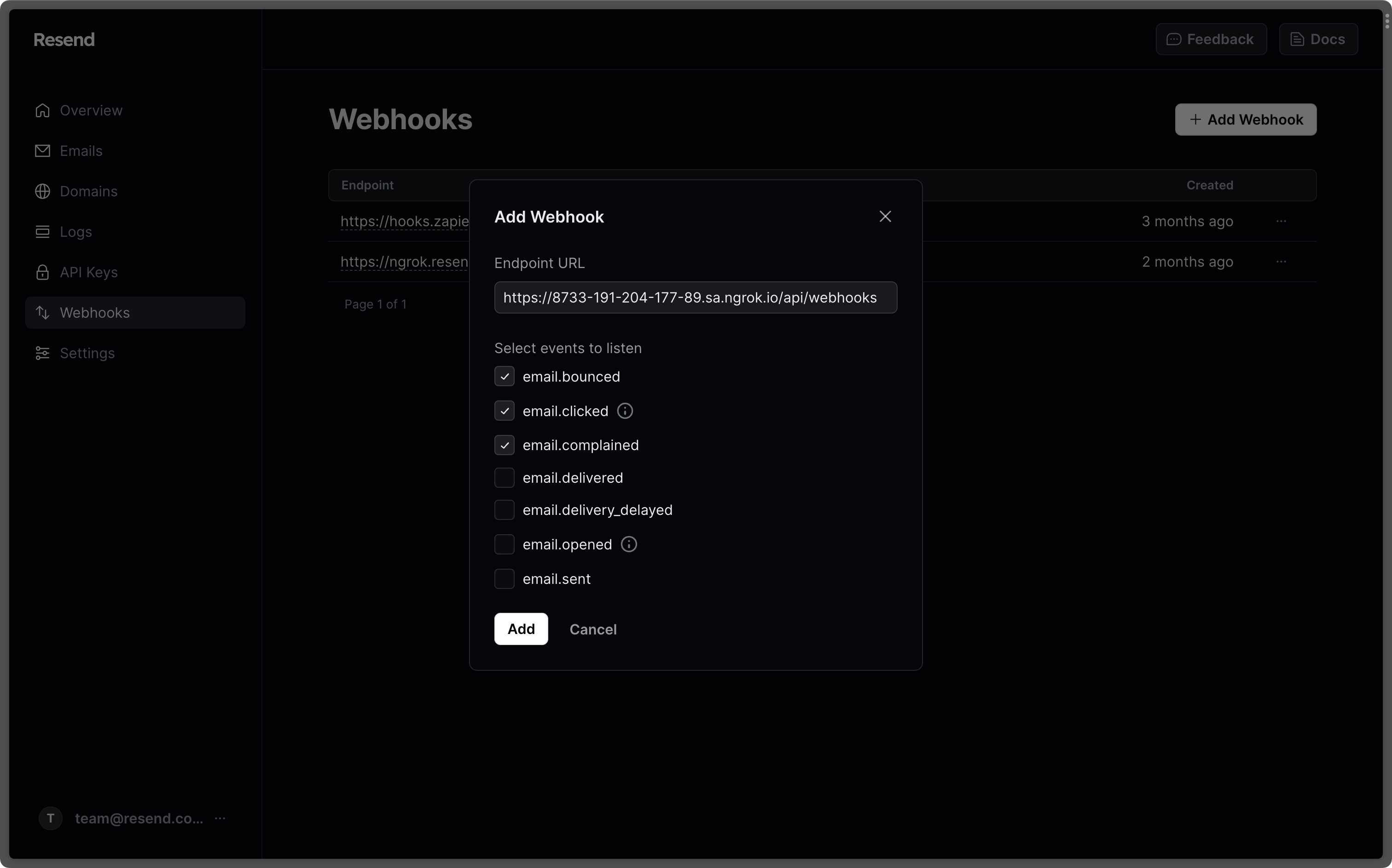 Add Webhook