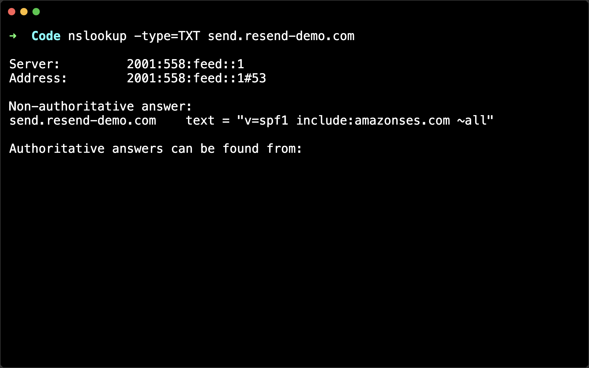 Check domain records with nslookup