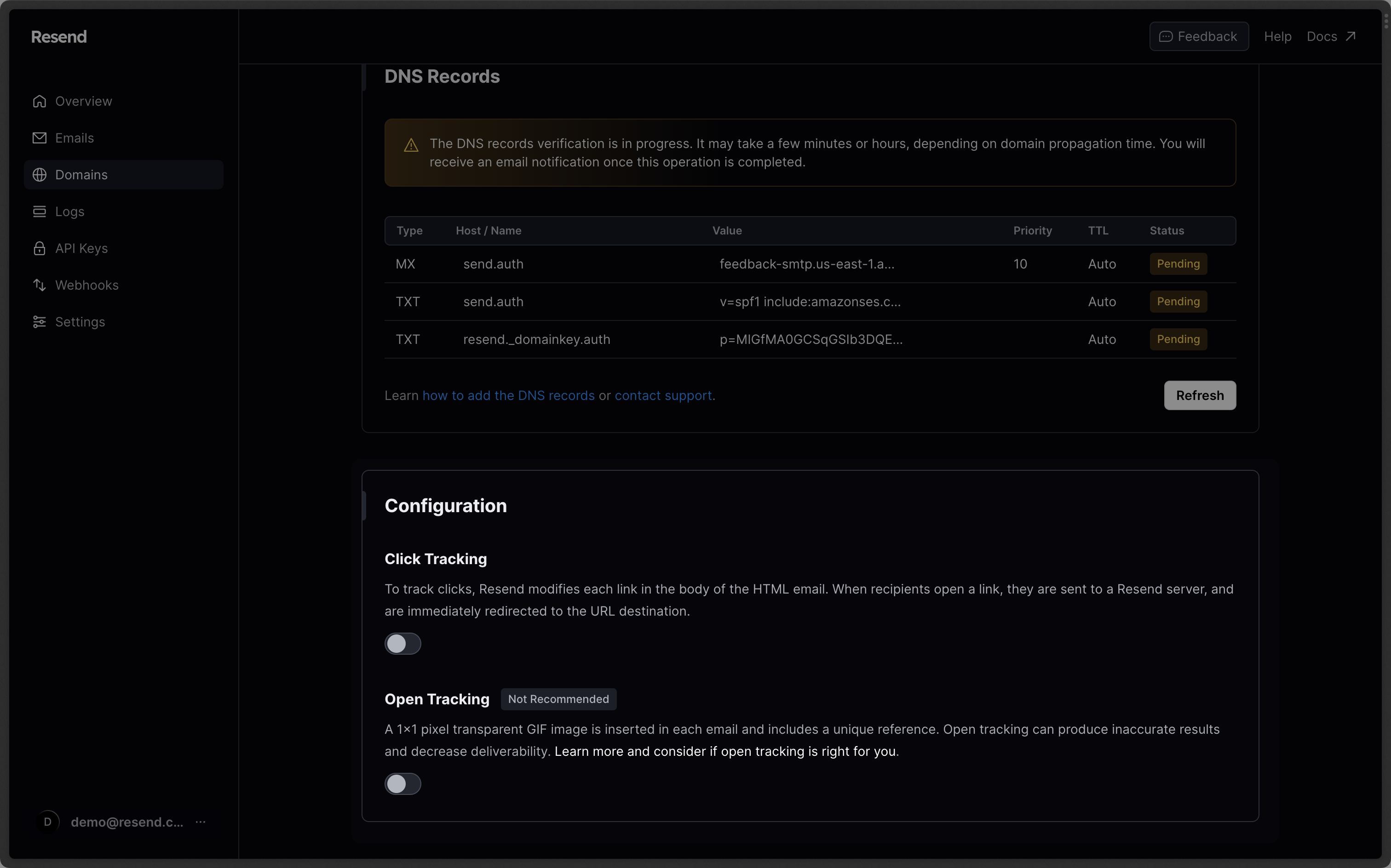 Disable link and open tracking