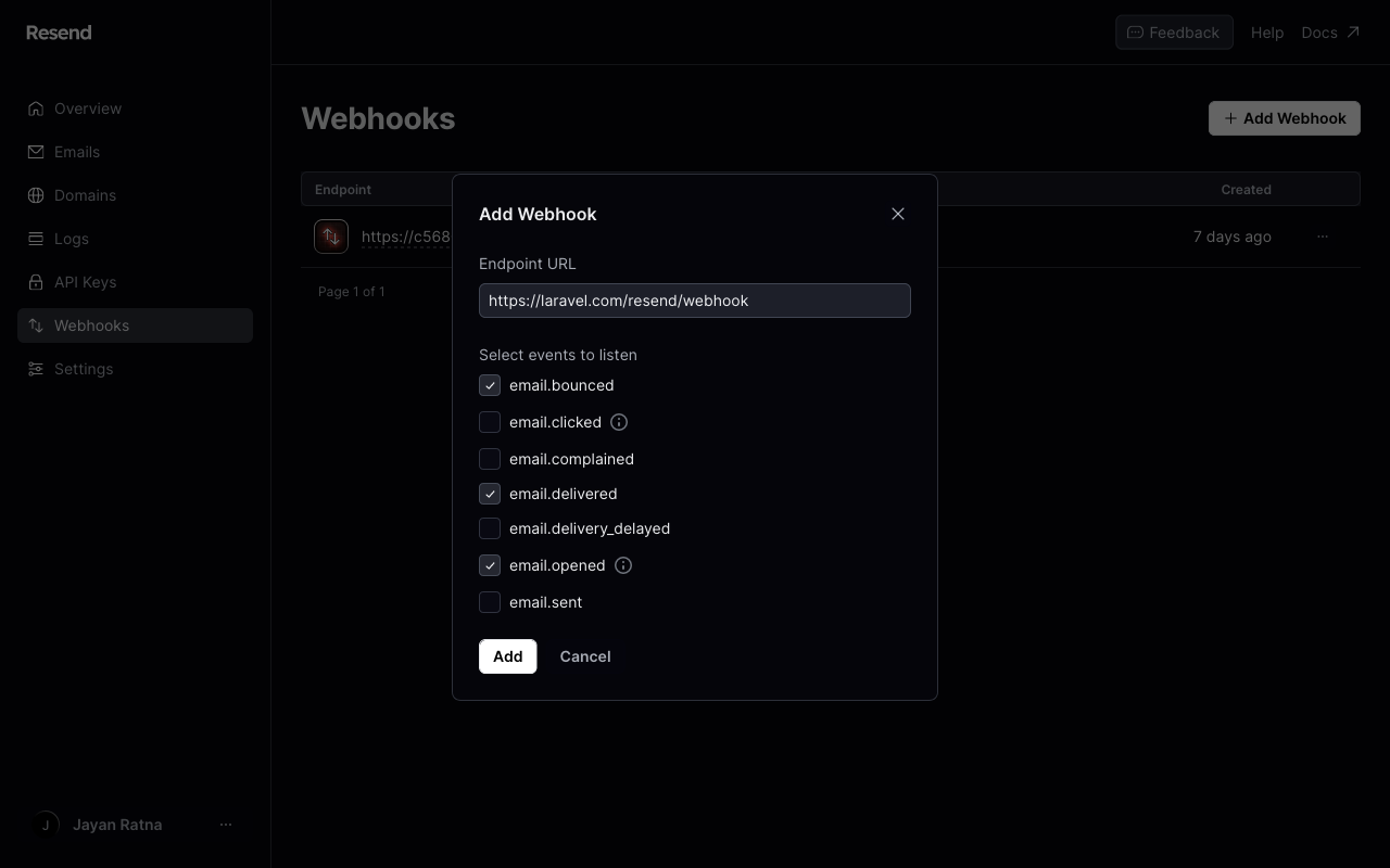 Add Webhook