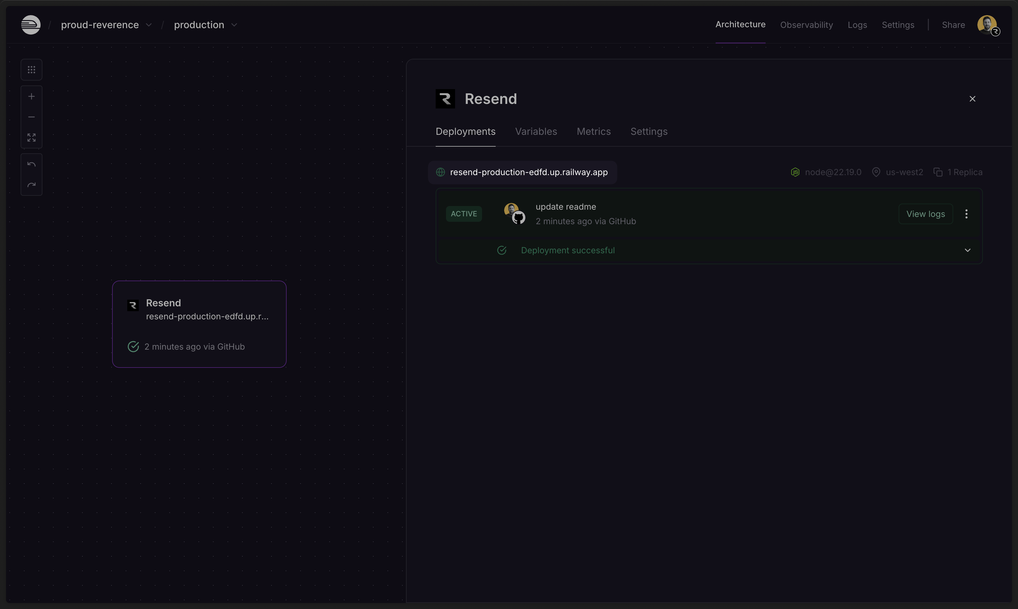 Deployment link highlighted