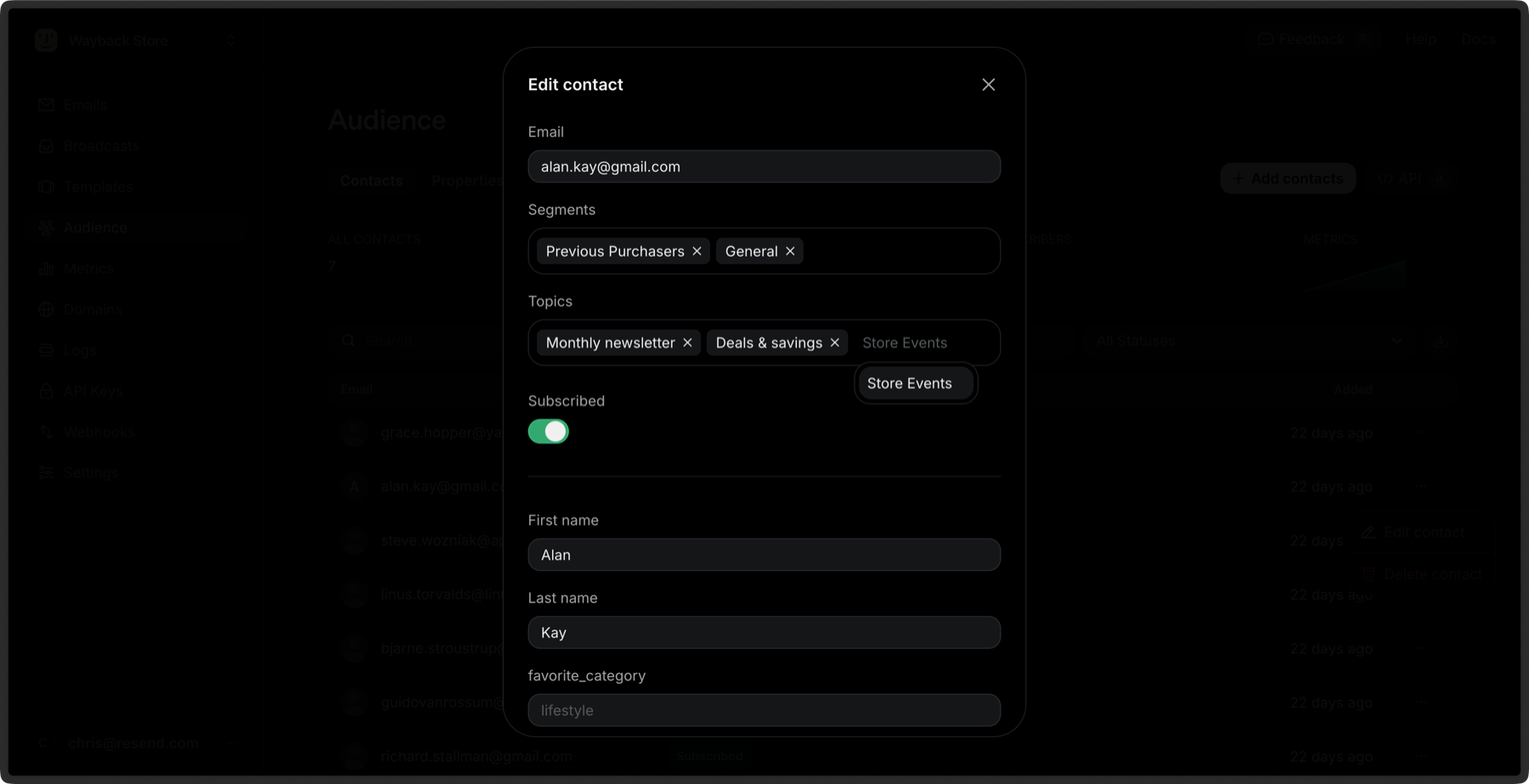 Add Contact to Topic