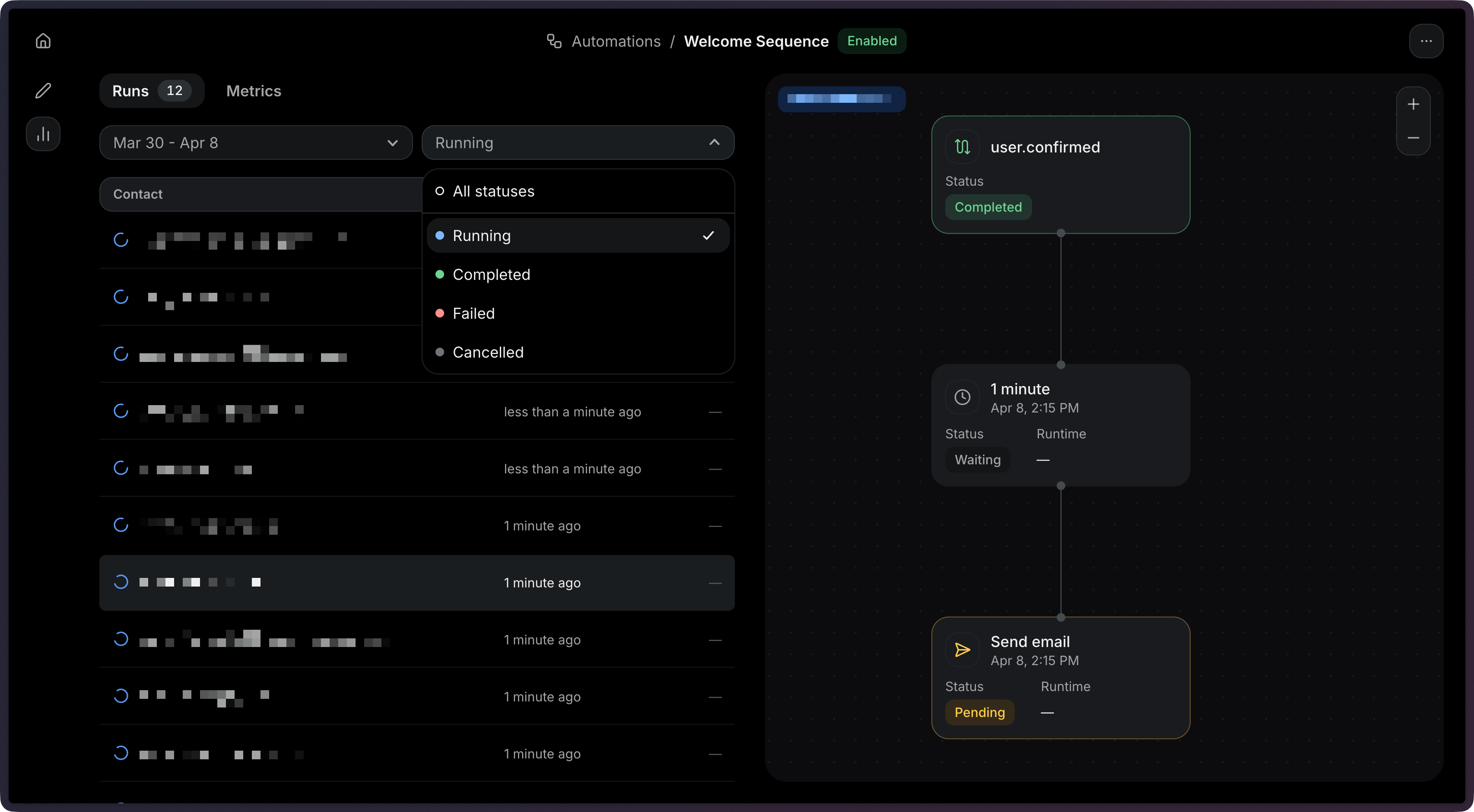 Automation Runs Filter