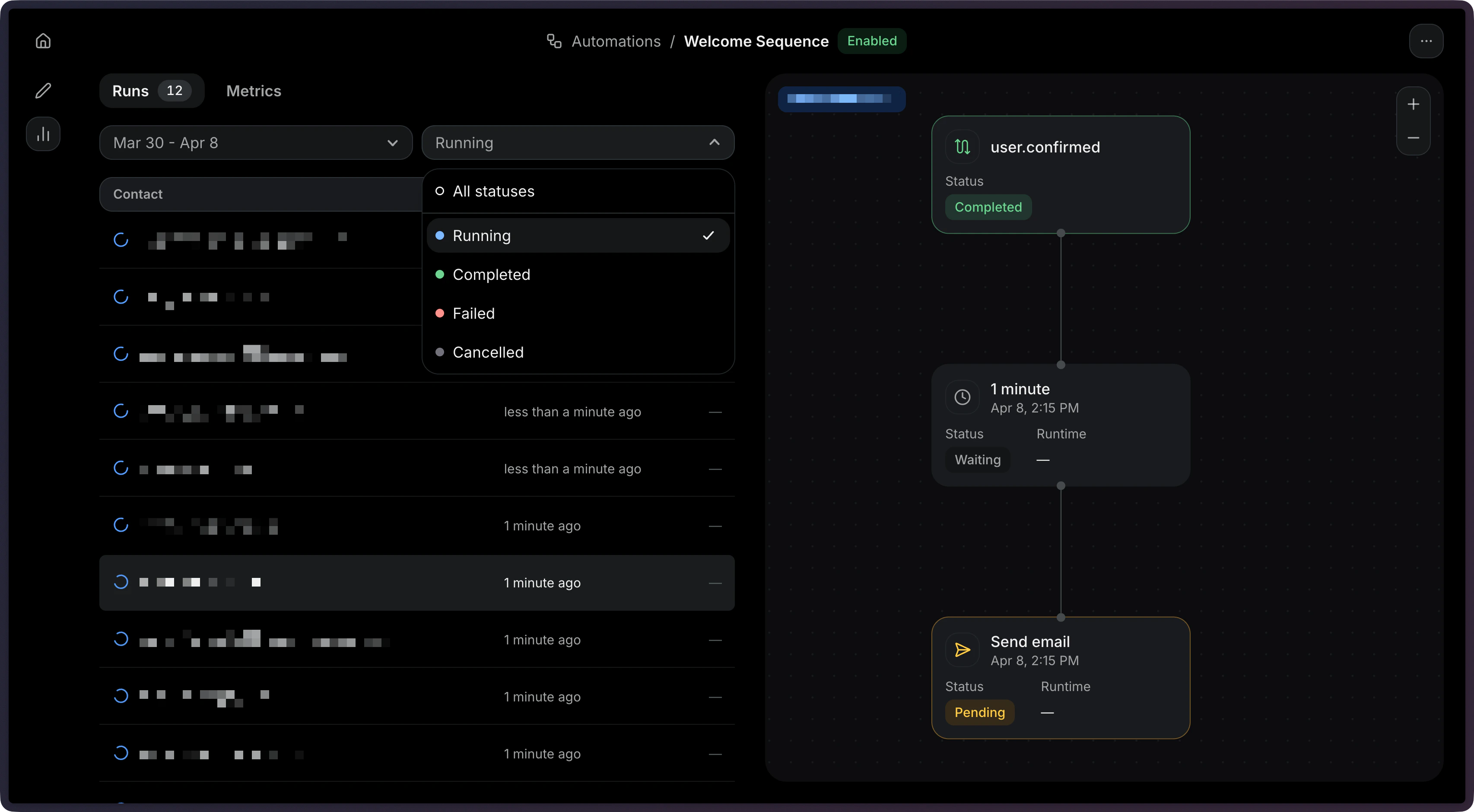 Automation Runs Filter