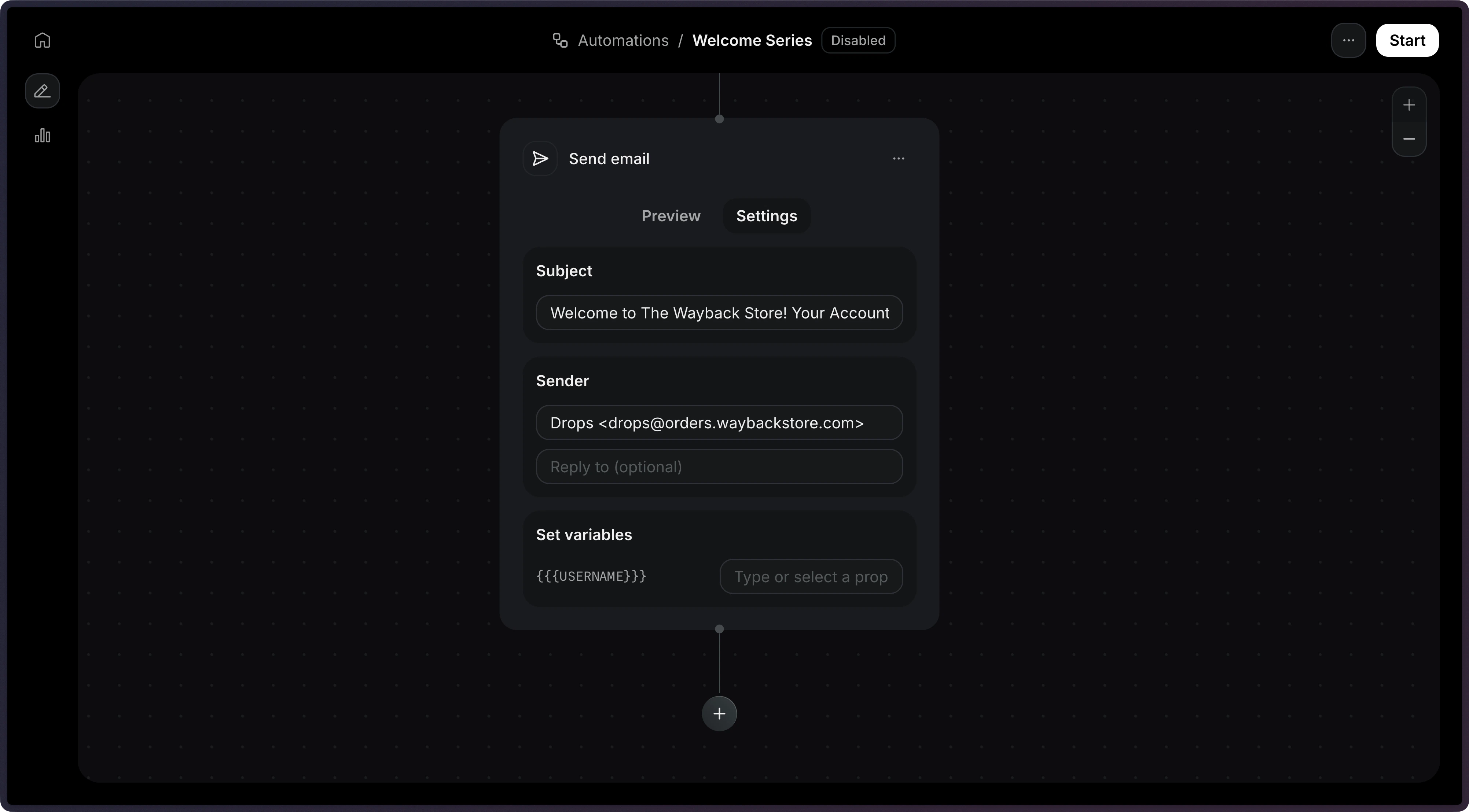 Send Email Step Settings