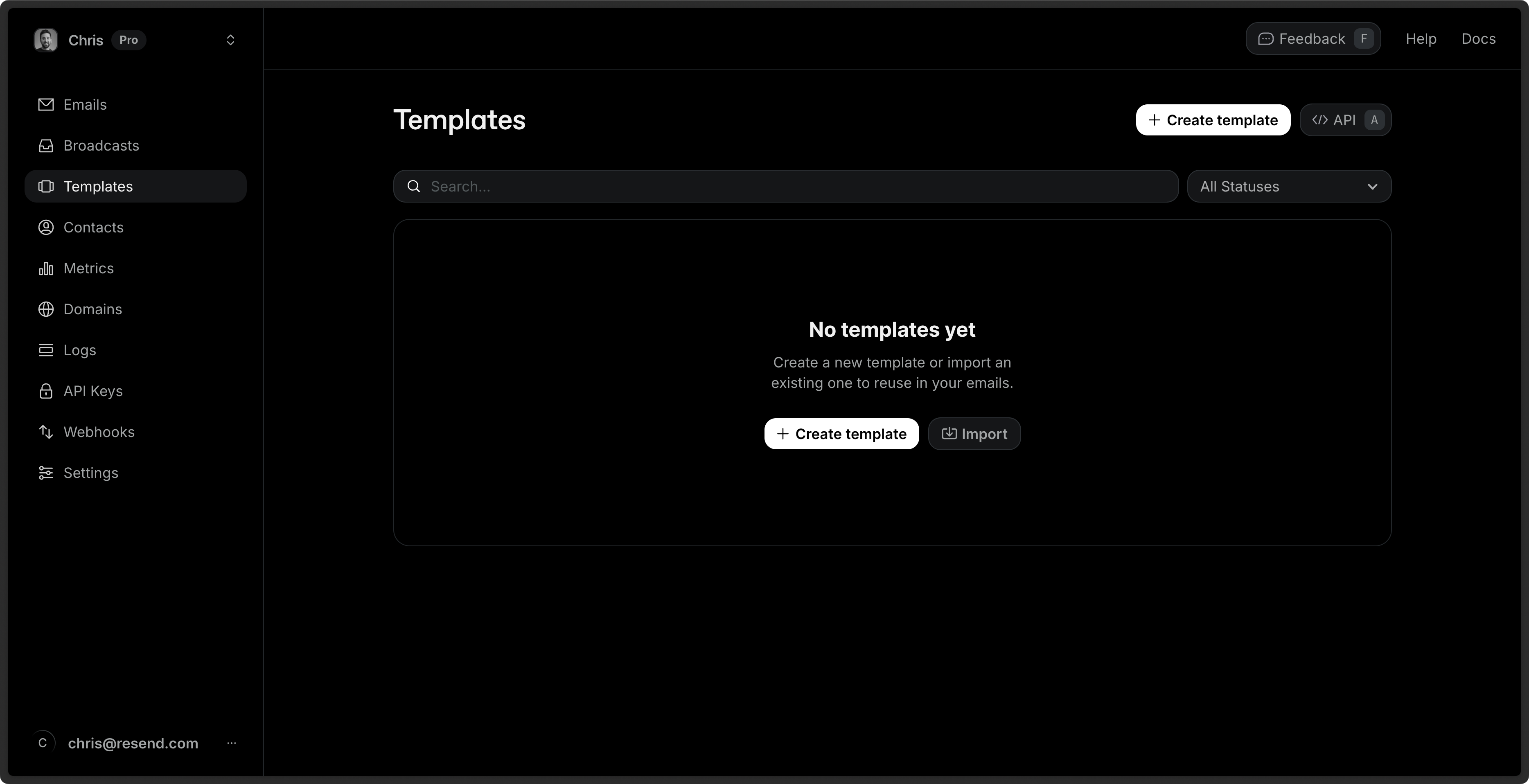 Create or import a template