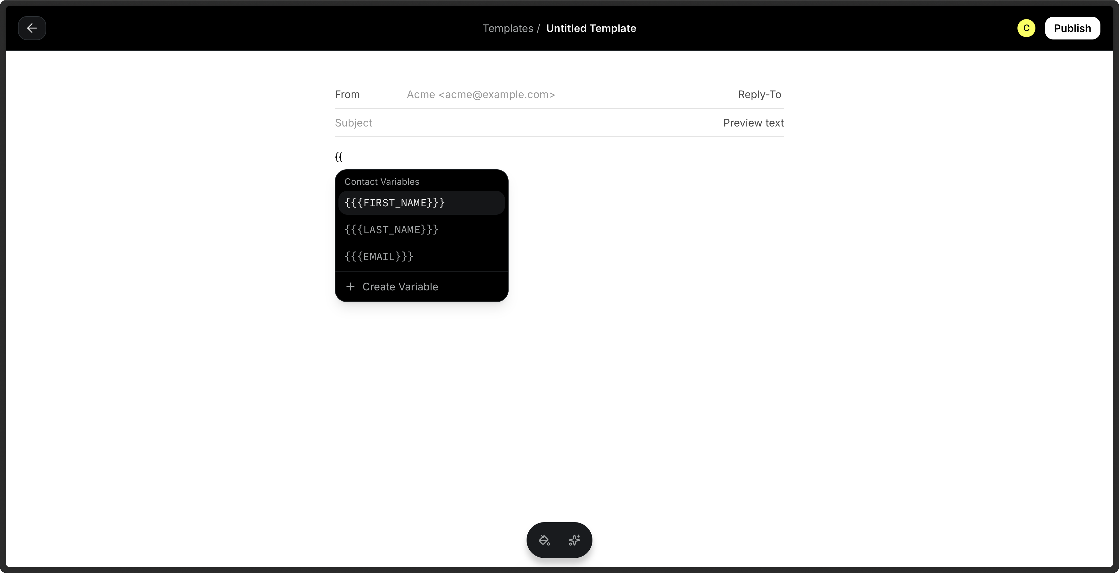 variable dropdown