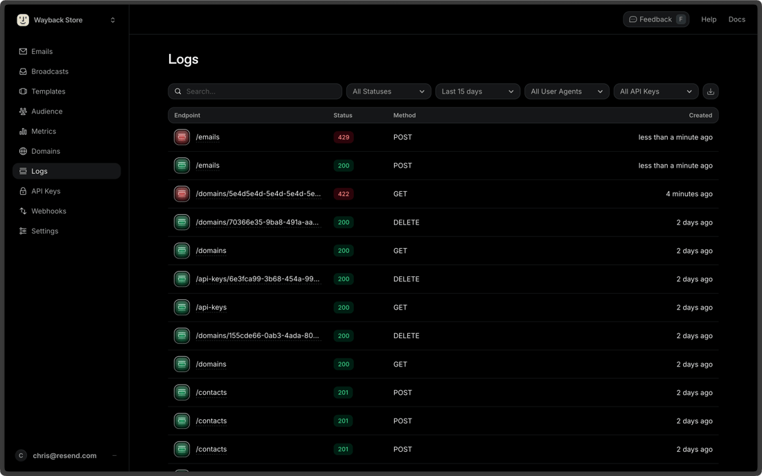 Log Resca Log Introduction - Resend