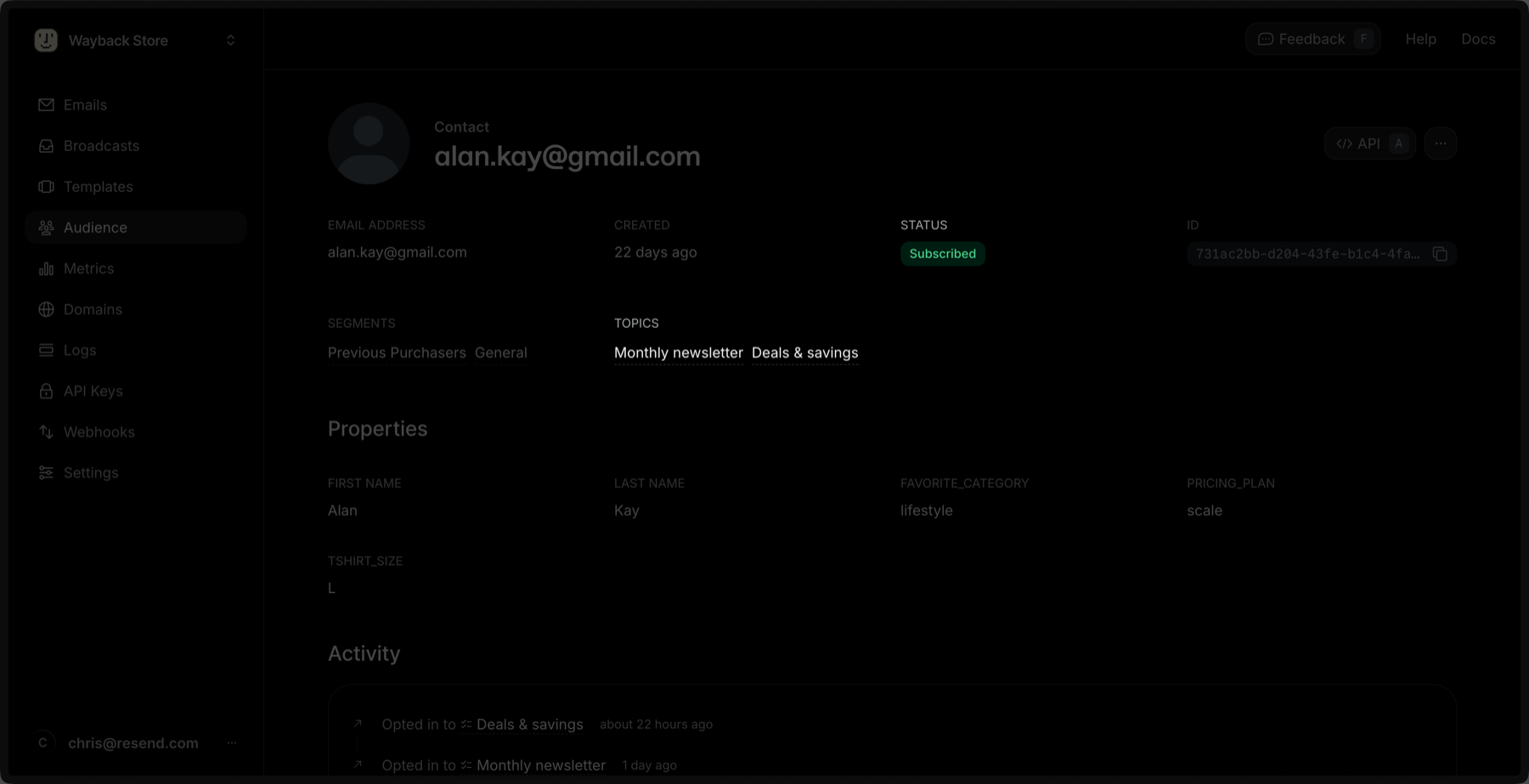 Topic Subscription Statuses