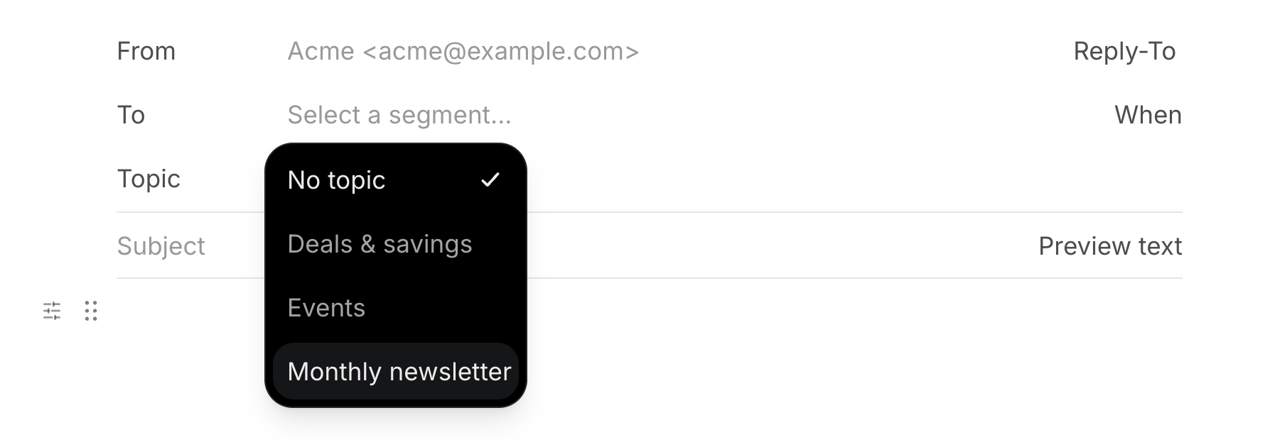 Send emails with a Topic