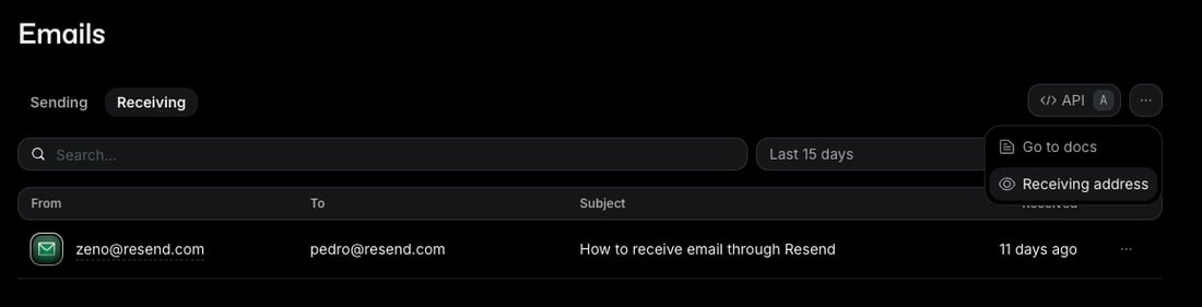 Resend Code To Email Receiving Emails - Resend
