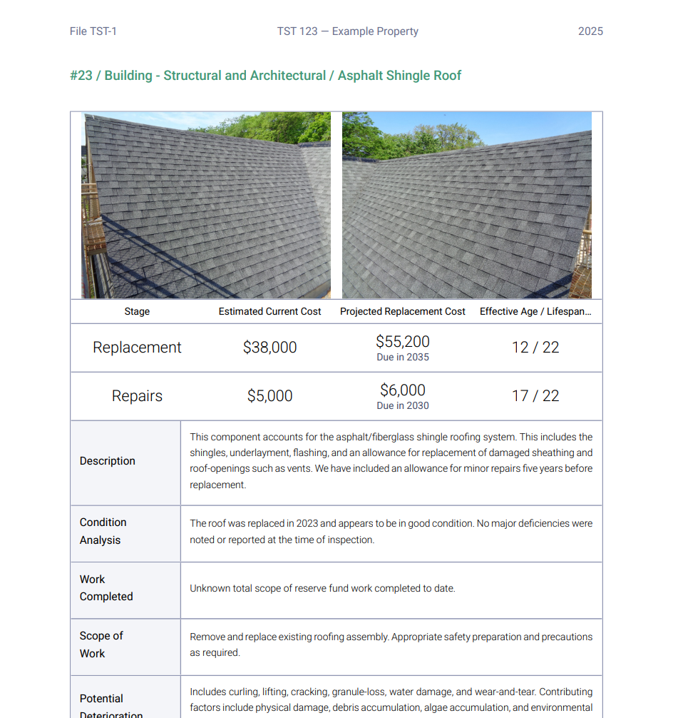 Component description showing combined stage information