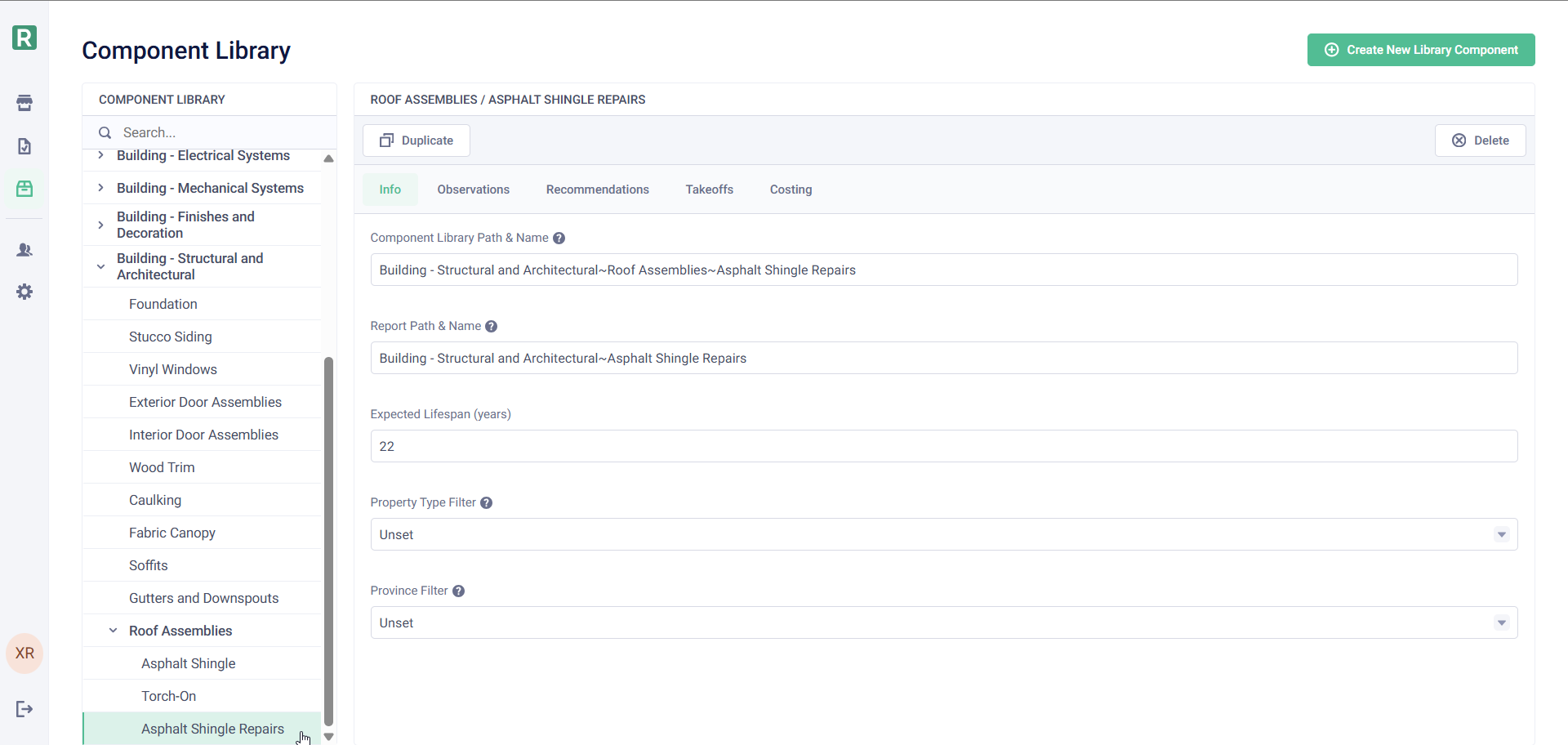 Component Library with a Repair Component