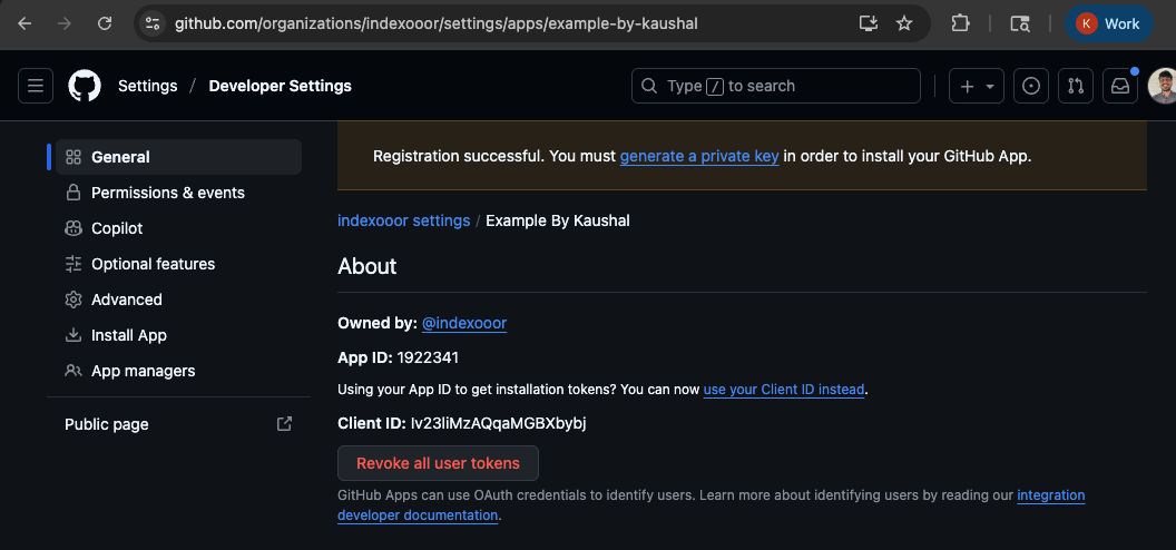 App ID and Client ID on General tab