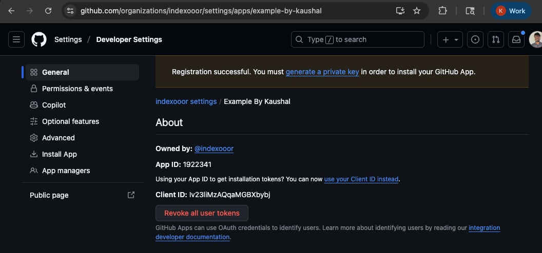 App ID and Client ID on General tab