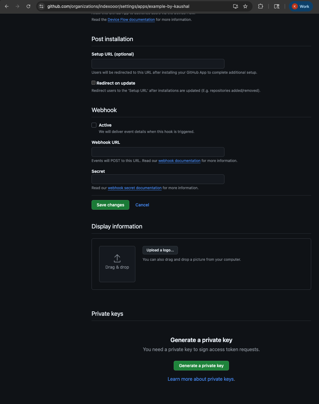 Generate a private key section