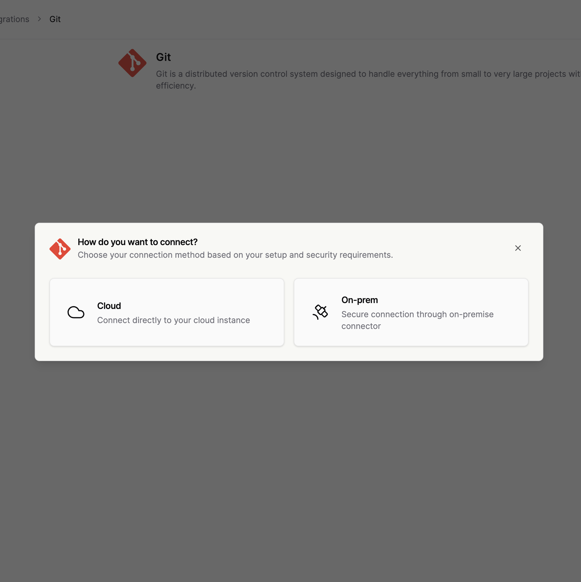 Choose Cloud when creating a Git connection