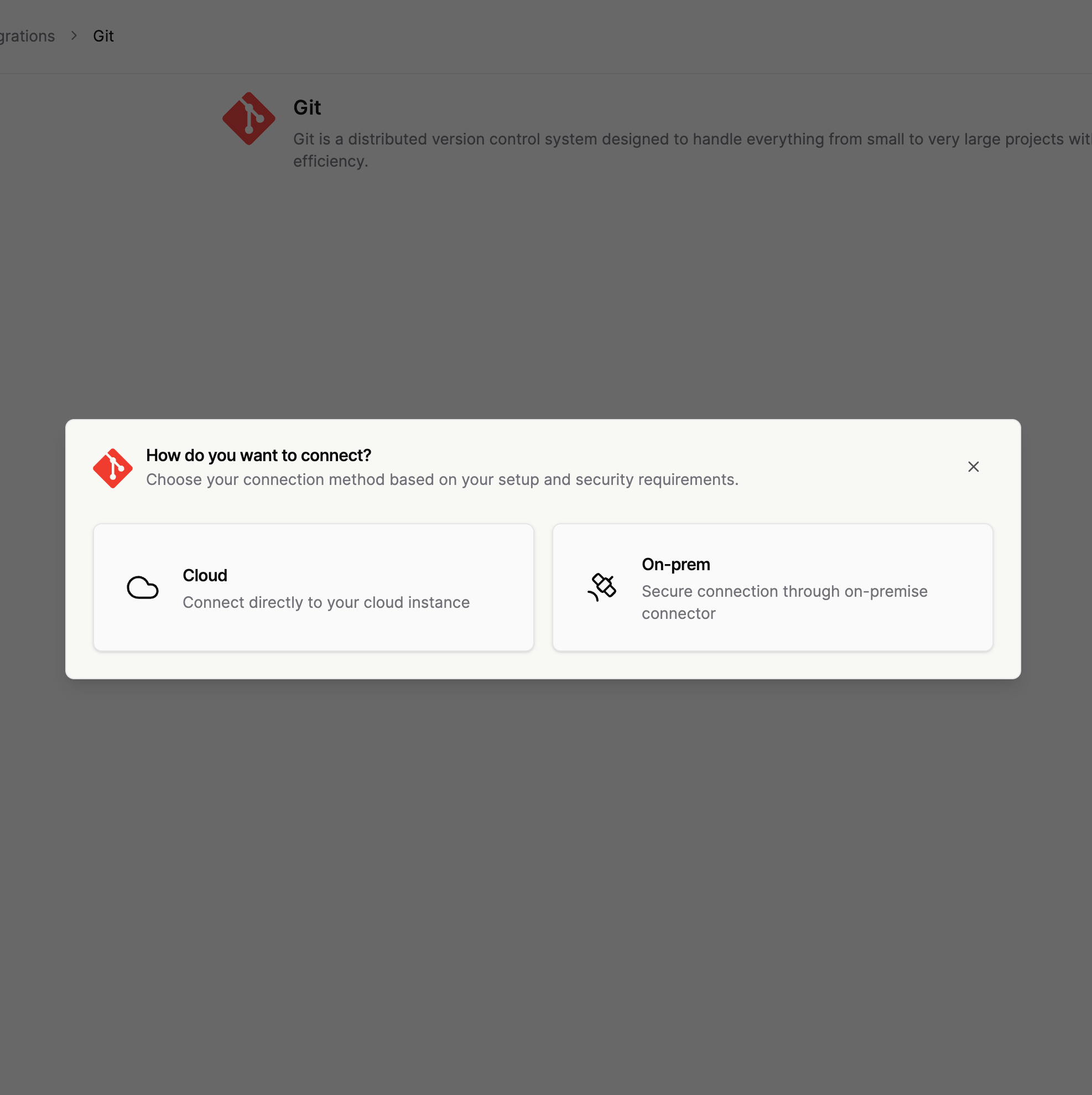 Choose Cloud when creating a Git connection