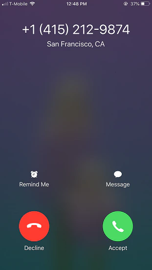 How your call appears on recipient's phone