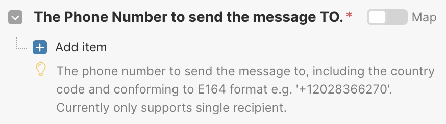 Correct phone number format in Make