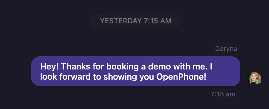 Calendly booking to Quo message workflow