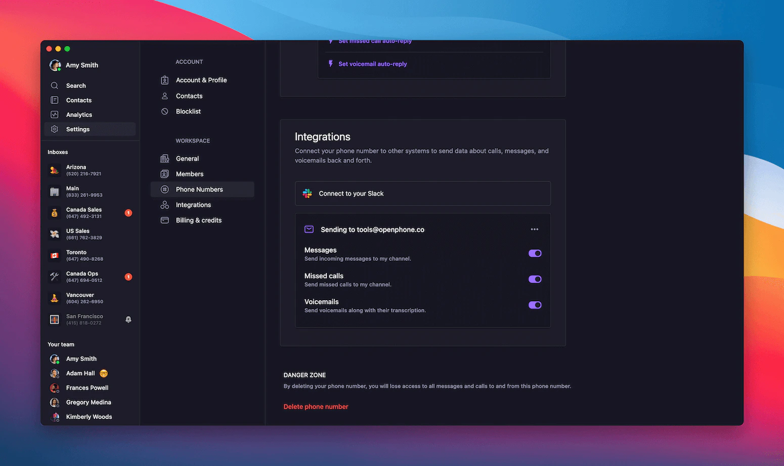 Email notification preferences configuration
