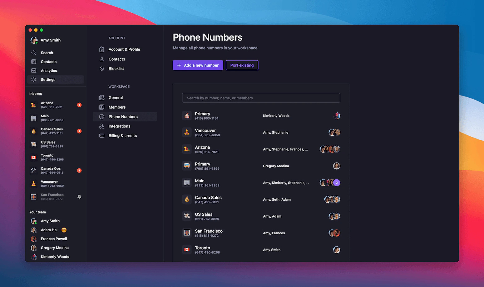 Selecting phone number for Slack integration