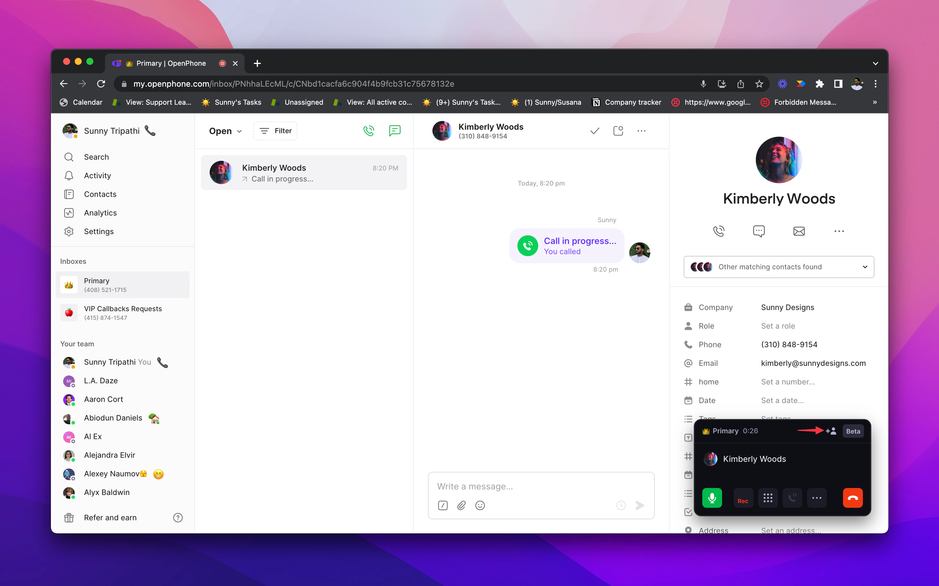 Adding participants to group call on desktop