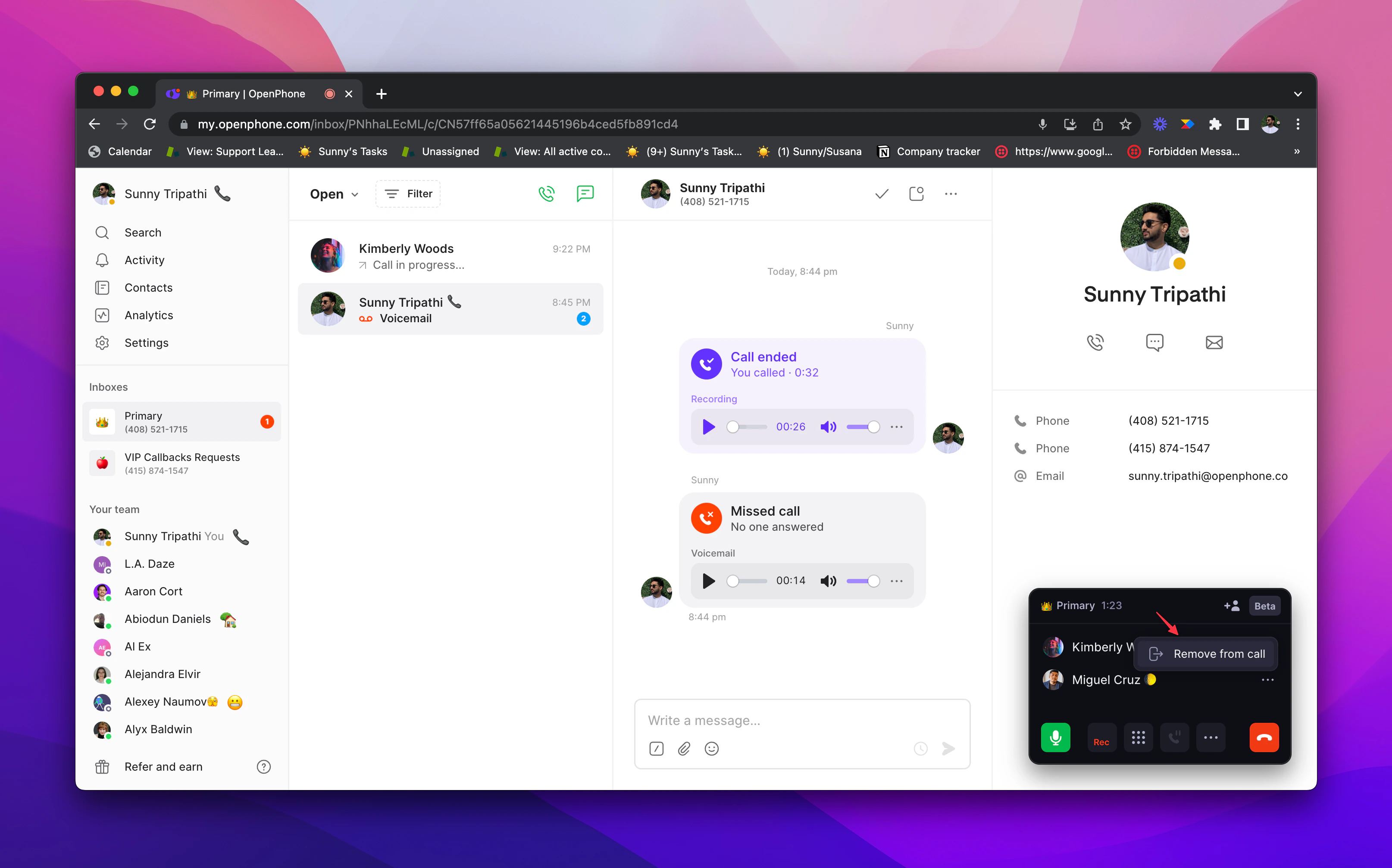 Removing participants from group call