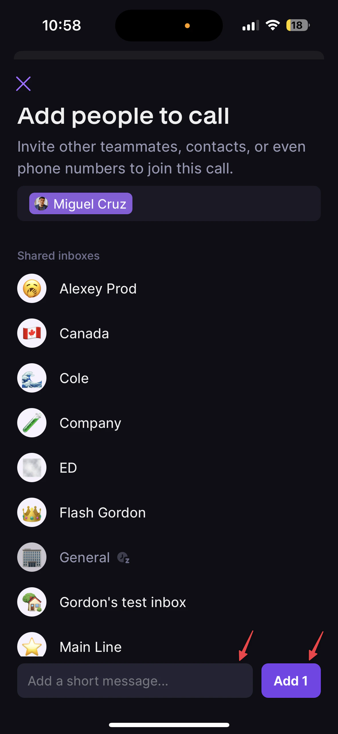 Mobile participant invitation screen