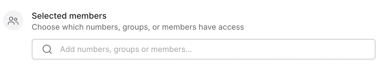 Sharing options menu showing workspace and selected members choices